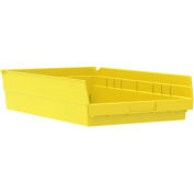 Akro-Mils 30128 Plastic Shelf Bin Nestable - 4-1/8"W x 17-7/8"D x 4"H Yellow - Pkg Qty 12