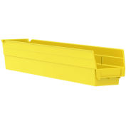 Akro-Mils 30124 Plastic Shelf Bin Nestable - 4-1/8"D x 23-5/8"D x 4"H Yellow - Pkg Qty 12