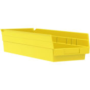 Akro-Mils 30138 Plastic Shelf Bin Nestable - 6-5/8"W x 17-7/8"D x 4"H Yellow - Pkg Qty 12