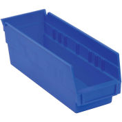 Akro-Mils Plastic Shelf Bin Nestable, 6-5/8"W x 23-5/8"D x 4"H, Blue - Pkg Qty 6
