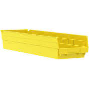 Akro-Mils 30164 Plastic Shelf Bin Nestable - 6-5/8"W x 23-5/8"D x 4"H Yellow - Pkg Qty 6