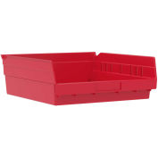 Akro-Mils Plastic Shelf Bin, 11-1/8"W x 11-5/8"D x 4"H Red - Pkg Qty 12