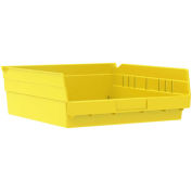 Akro-Mils Plastic Shelf Bin, 11-1/8"W x 11-5/8"D x 4"H Yellow - Pkg Qty 12