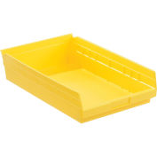 Plastic Shelf Bin Nestable, 11-1/8"W x 17-5/8"D x 4"H Yellow - Pkg Qty 12
