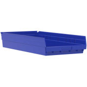 Akro-Mils Plastic Shelf Bin Nestable, 11-1/8"W x 23-5/8"D x 4"H, Blue - Pkg Qty 6