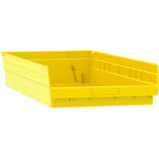 Akro-Mils Plastic Shelf Bin Nestable, 11-1/8"W x 23-5/8"D x 4"H, Yellow - Pkg Qty 6