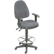 Operator Stool - 360° Footrest With T-Arms - Gray