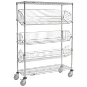 Nexel 5 Shelf Adjustable Mobile Wire Bin Rack, 48"W x 18"D x 69"H