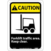 Caution Forklift Traffic Area Sign- Plastic 7"W X 10"H