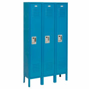 1-Tier 3 Door Locker, 12"Wx18"Dx60"H, Blue, Assembled