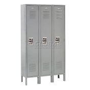 1-Tier 3 Door Locker, 15"Wx18"Dx72"H, Gray, Assembled