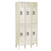 2-Tier 6 Door Locker, 12"Wx12"Dx36"H, Tan, Assembled