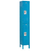 2-Tier 2 Door Locker, 12"Wx15"Dx36"H, Blue, Assembled