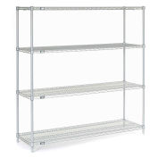 Nexelate Wire Shelving Starter Unit, Silver Epoxy, 60"W X 18"D X 63"H