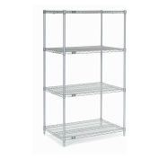 Nexelate Wire Shelving Starter Unit, Silver Epoxy, 36"W X 24"D X 63"H