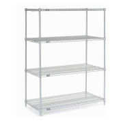 Nexelate Wire Shelving Starter Unit, Silver Epoxy, 48"W X 24"D X 63"H