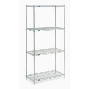 Nexelate Wire Shelving Starter Unit, Silver Epoxy, 36"W X 18"D X 74"H