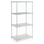 Nexelate Wire Shelving Starter Unit, Silver Epoxy, 36"W X 24"D X 74"H