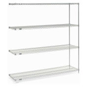 Nexelate Wire Shelving Add-On, Silver Epoxy, 72"W X 18"D X 74"H