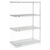 Nexelate Wire Shelving Add-On, Silver Epoxy, 48"W X 24"D X 74"H