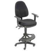 Operator Stool - 180° Footrest With T-Arms - Black