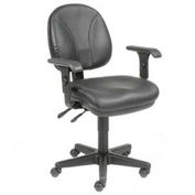 Global Industrial Leather Task Chair with T-Arms, Black