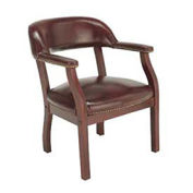 Conference Arm Chair, Vinyl Upholstery, Red