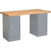 72"W x 30"D Workbench, 1-3/4" Square Edge Maple Top, Cabinet/Cabinet