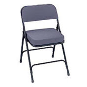 2" Upholstered Folding Chair - Double Braced Gray Fabric & Black Frame - Pkg Qty 2
