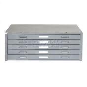 41"W Flat File Cabinet, 5 Drawer, Gray