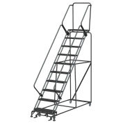 Ballymore SW1032P 10 Step 24"W Steel Safety Angle Rolling Ladder W/ Handrails, Perforated Tread