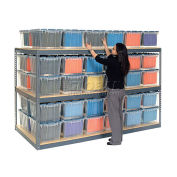 Record Storage Rack with 72 Polyethylene File Boxes, 96"W x 48"D x 60"H, Gray