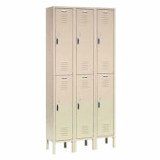 Double Tier Locker, 36"W x 15"D x 78"H, 6 Door Unassembled, Tan