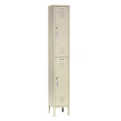 Global Industrial Double Tier Locker 12x18x36 2 Door RTA Tan