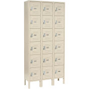 Six Tier Locker, 12x12x12, 18 Door, Unassembled, Tan