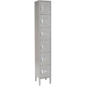 Six Tier Locker, 12x12,x12, 6 Door, Unassembled, Gray