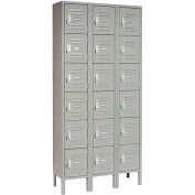 Six Tier Locker, 12x15x12, 18 Door, Unassembled, Gray