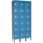 Six Tier Locker, 12x12x12, 18 Door, Unassembled, Blue