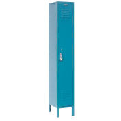 Single Tier Locker, 12x15x60 1 Door, Unassembled, Blue