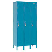 Single Tier Locker, 12x18x60, 3 Door, Unassembled, Blue