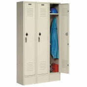 Single Tier Locker, 15x18x72, 3 Door, Ready To Assemble, Tan