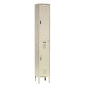 Double Tier Locker, 12x15x36 2 Door, Unassembled, Tan