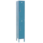 Double Tier Locker, 12x18x36 2 Door, Unassembled, Blue