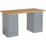 60"W x 30"D Workbench, 1-1/2" Square Edge Shop Top, Cabinet/Cabinet