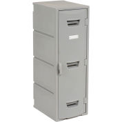 Box Locker for Double Tier, Plastic, Flat Top, 12X15X36, Gray