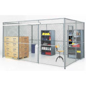 Global Industrial Wire Mesh Partition Security Room 30x20x8 without Roof - 4 Sides w/ Window