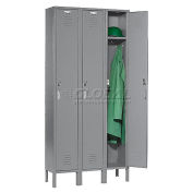 1-Tier 3 Door Locker, 12"Wx18"Dx72"H, Gray, Assembled