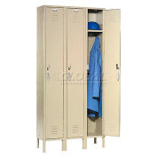 1-Tier 3 Door Locker, 12"W x 15"D x 72"H, Tan, Assembled