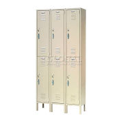 2-Tier 6 Door Locker, 12"W x 18"D x 36"H, Tan, Assembled