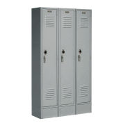 1-Tier 3 Door Locker, 12"Wx12"Dx60"H, Gray, Assembled